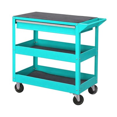 Three-layer simple and robust hand-push tool cart with drawer