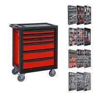 7 Drawers Garage Roller Metal Tool Cabinet Tool Trolley With Hand Tools Set