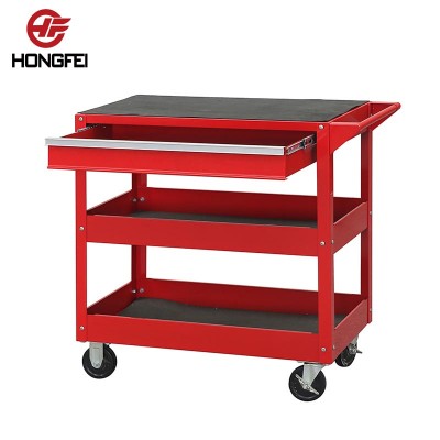 Red Push Rolling Full Drawer Tool Cart With Drawers