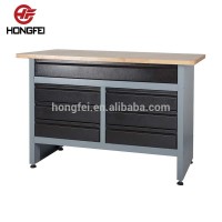 Steel Garage Storage Cabinet and Workbenches with Wooden Cover Top