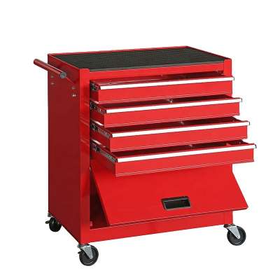 Small 24-inch 4-drawer trolley with door to store tools